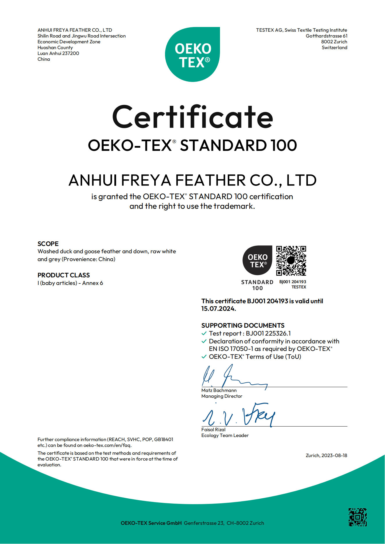 OEKO certificate